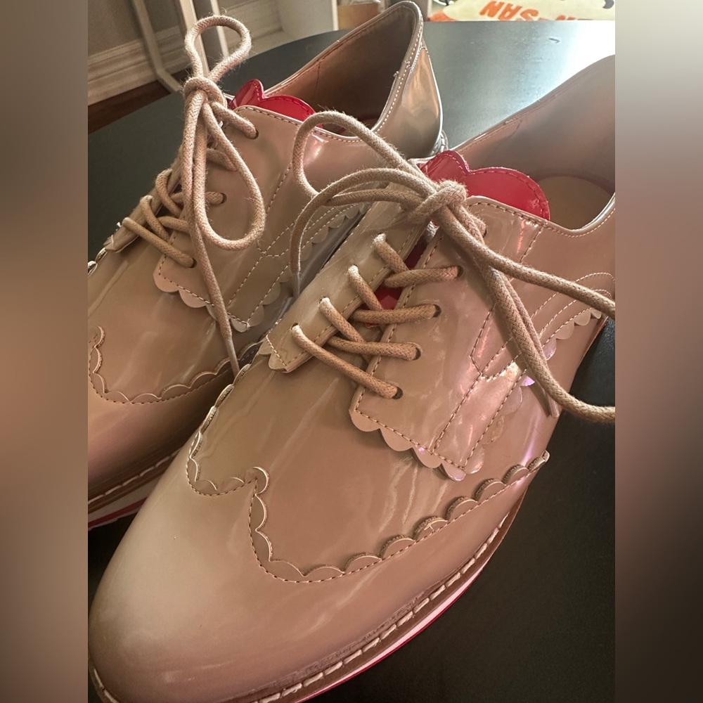 Beige Patent Leather Women's Shoes